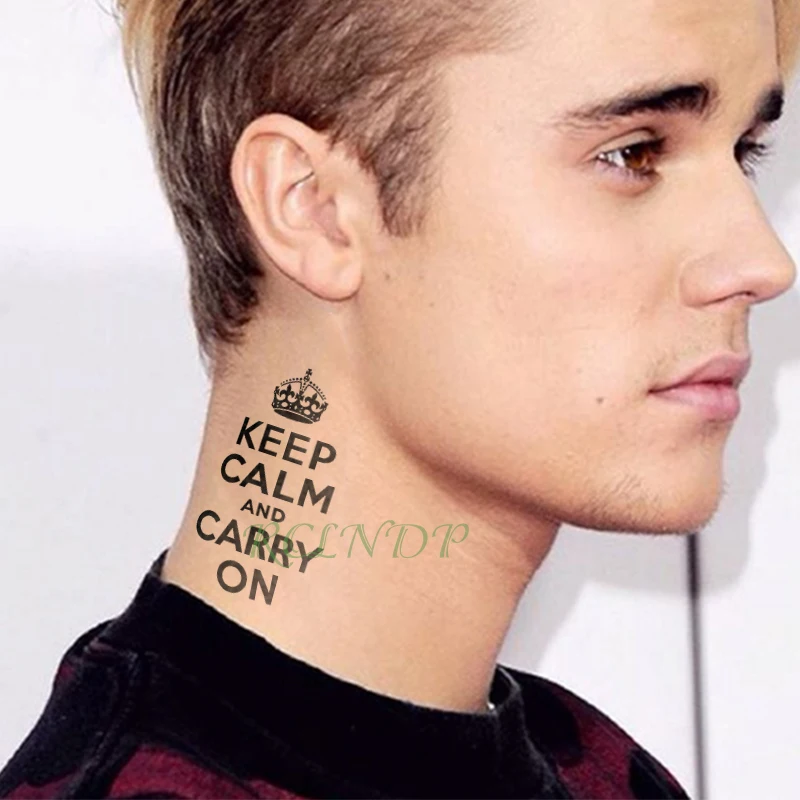 Водостойкая временная татуировка наклейка в виде короны с надписью keep calm and carry on