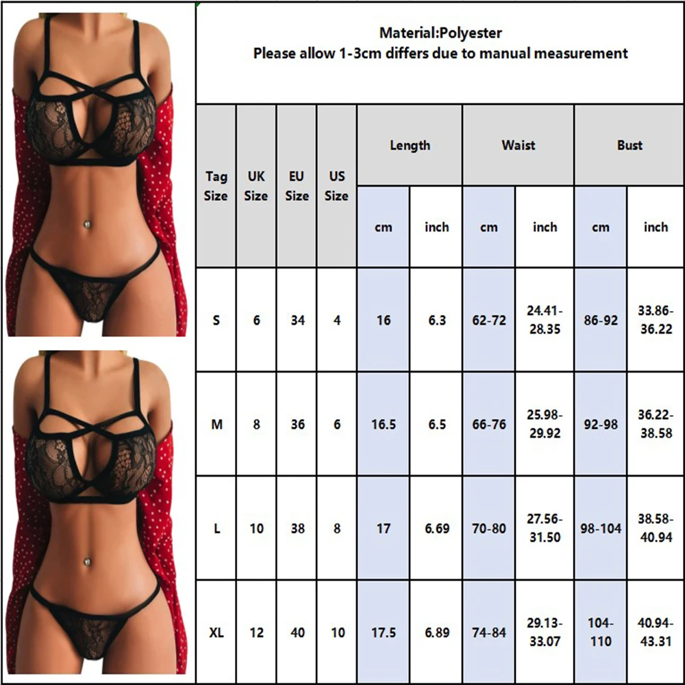 

Sexy Lace 2 piece Lingerie Set Women See-Through Mesh Hollow Out Bra & Briefs Set Babydoll Intimates Femme Hot Underwear Set D30