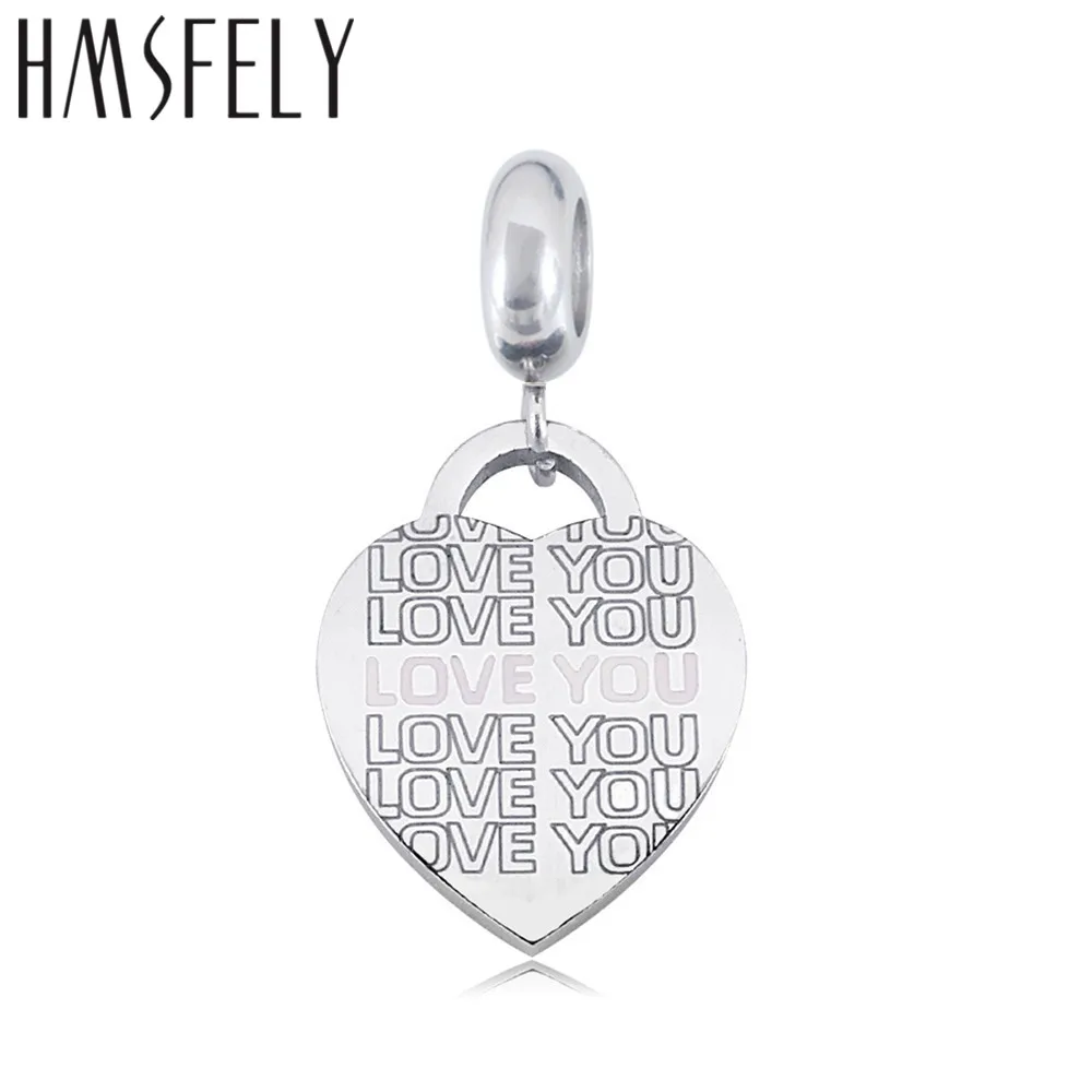 Шарм подвеска из нержавеющей стали HMSFELY 316L в форме сердца бирки Love You для поделок