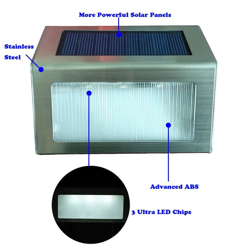 4 шт. Солнечная палочка Licht Edelstahl 3LED уличная Wasserdichte энергия Garten Zaun Pfad |