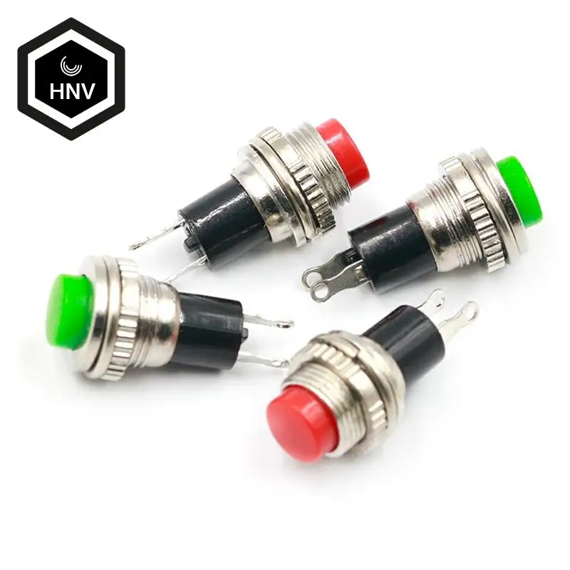 

10pcs White Red Green Blue Black Yellow Panel Mount Round Normal Open NO 10mm Momentary OFF-(ON) Push button Switches DS-314