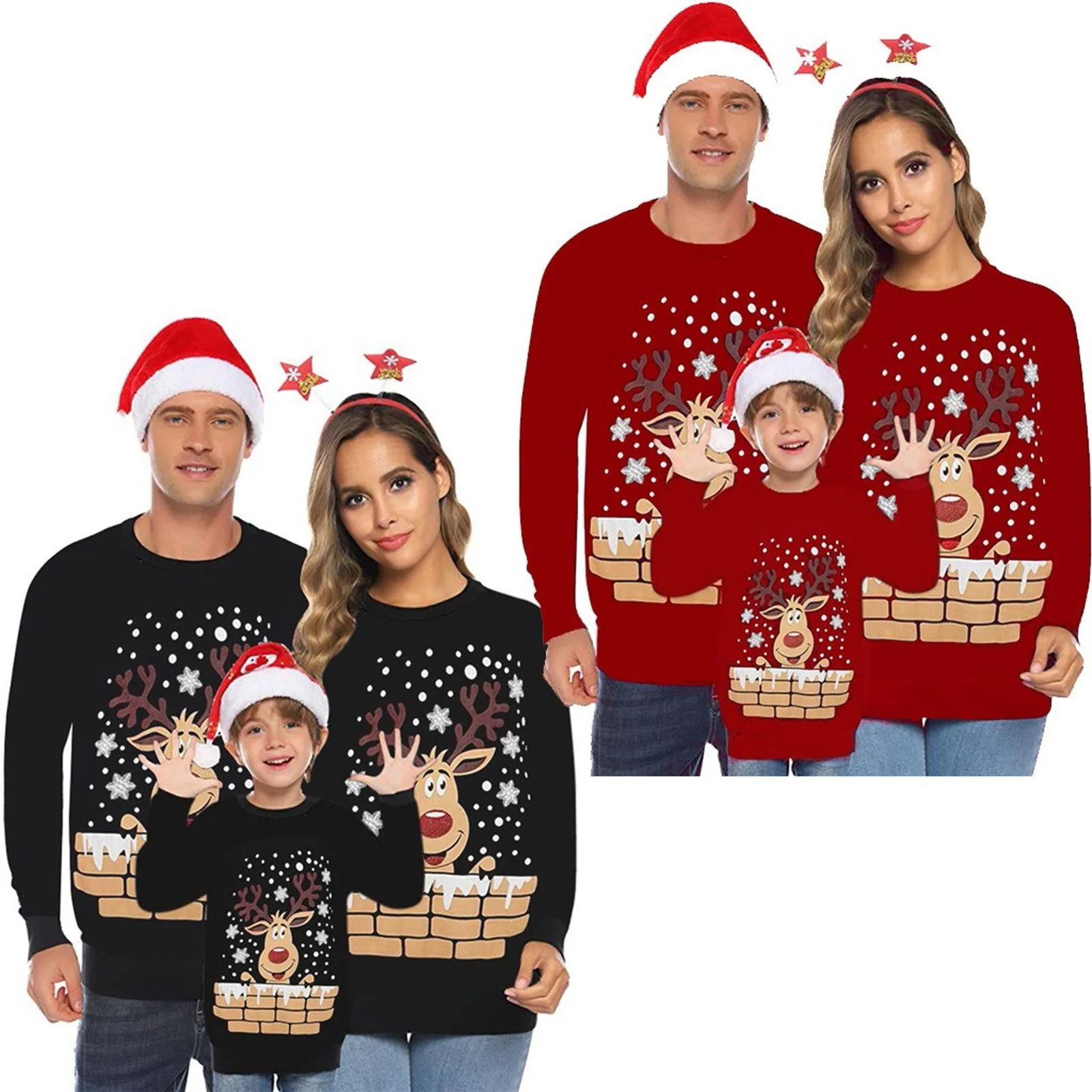 

Christmas Mens Sweatshirts 2020 Fashion Casual 3d Parent-child Outfit Christmas Style Printed Long Sleeve Round Neck Shirt Top