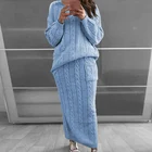 Осень 2021, Женский вязаный костюм Muyogrt, однотонный пуловер с круглым вырезом и облегающая юбка, комплект из двух предметов, вязаный джемпер, спортивный костюм