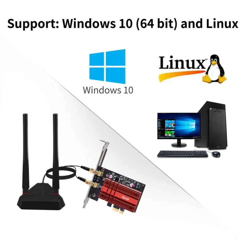 Fenvi Wifi 6E 3000Mbps Intel AX210 Bluetooth 5.2 PCIe Adapter 802.11ax AX200NGW Network Wlan Card Wireless Desktop | Компьютеры и офис