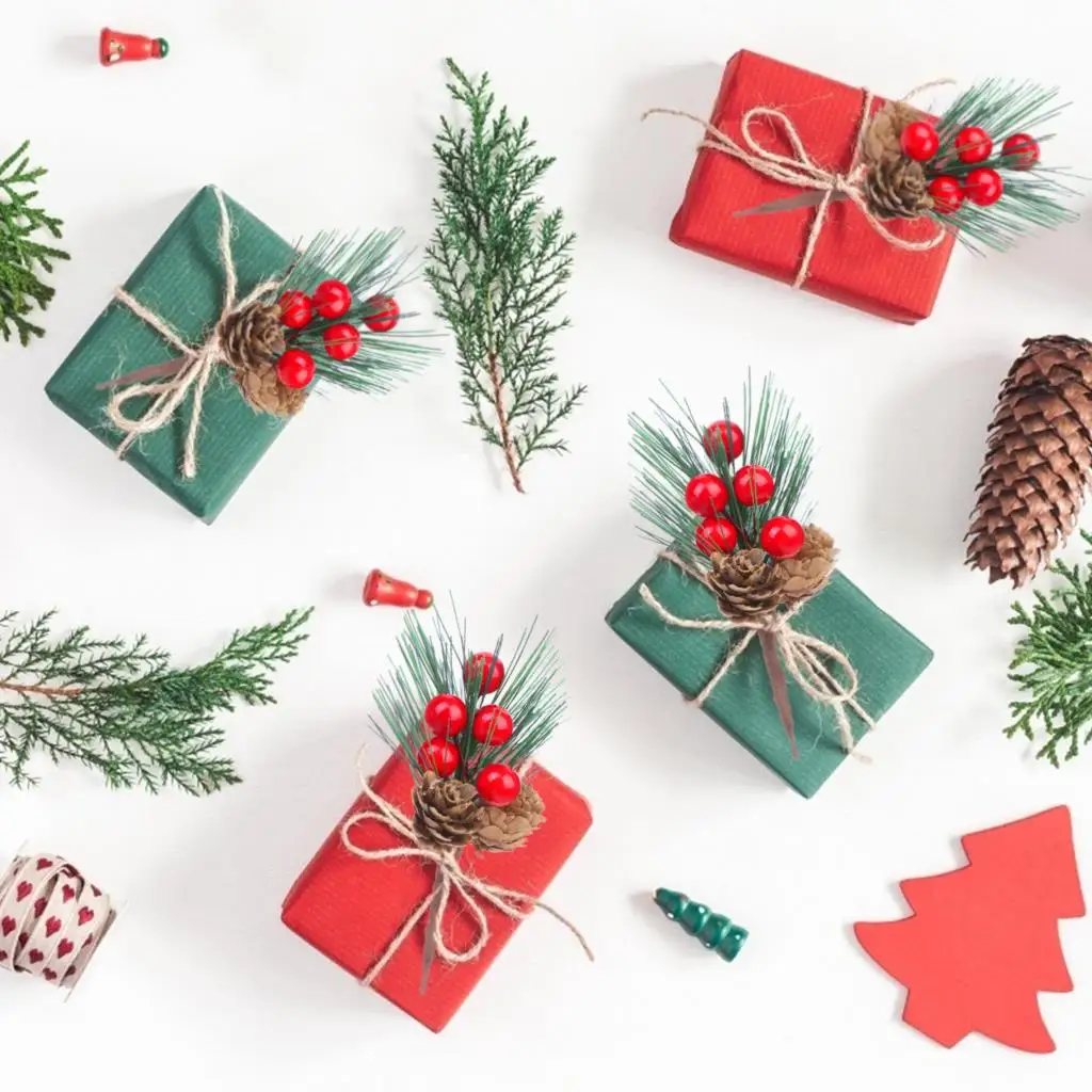 

12pcs Artificial Berries Pine Branches Berry DIY Xmas Tree Ornament Home Christmas Decor Supplies Gift
