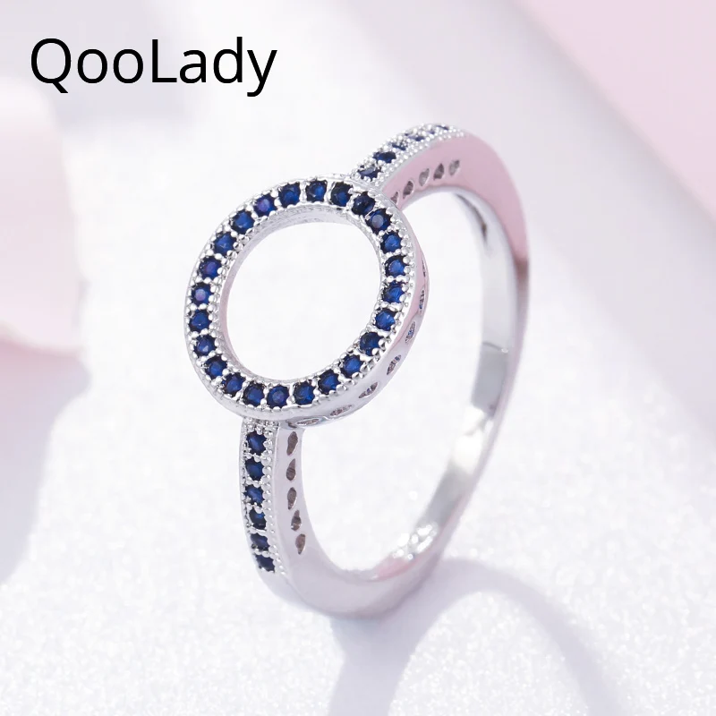 Новинка 2019 Простой браслет QooLady с темно синим кубическим цирконием модный бренд