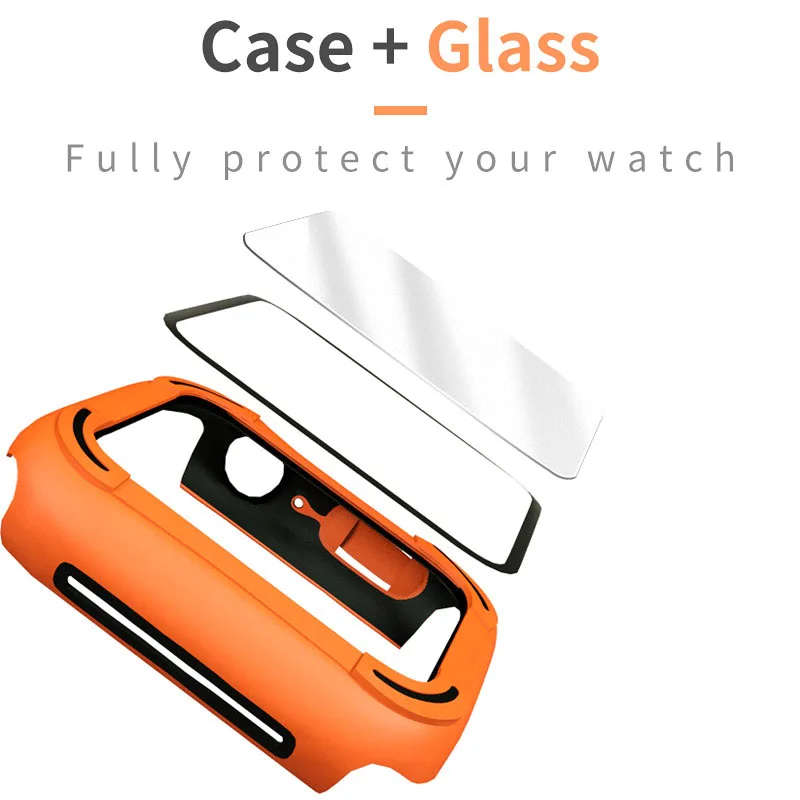 Glass Film PC Hard Matte Case for Apple Watch Series 6 SE 5 4 Scratch-resistant Cover 40mm 44mm Sport Bumper for Iwatch Shell
