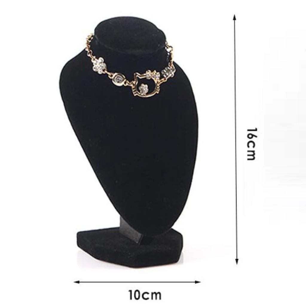 

10 Pieces Black Velvet Jewelry Necklace Bust Display Rack Organizer 15x10cm