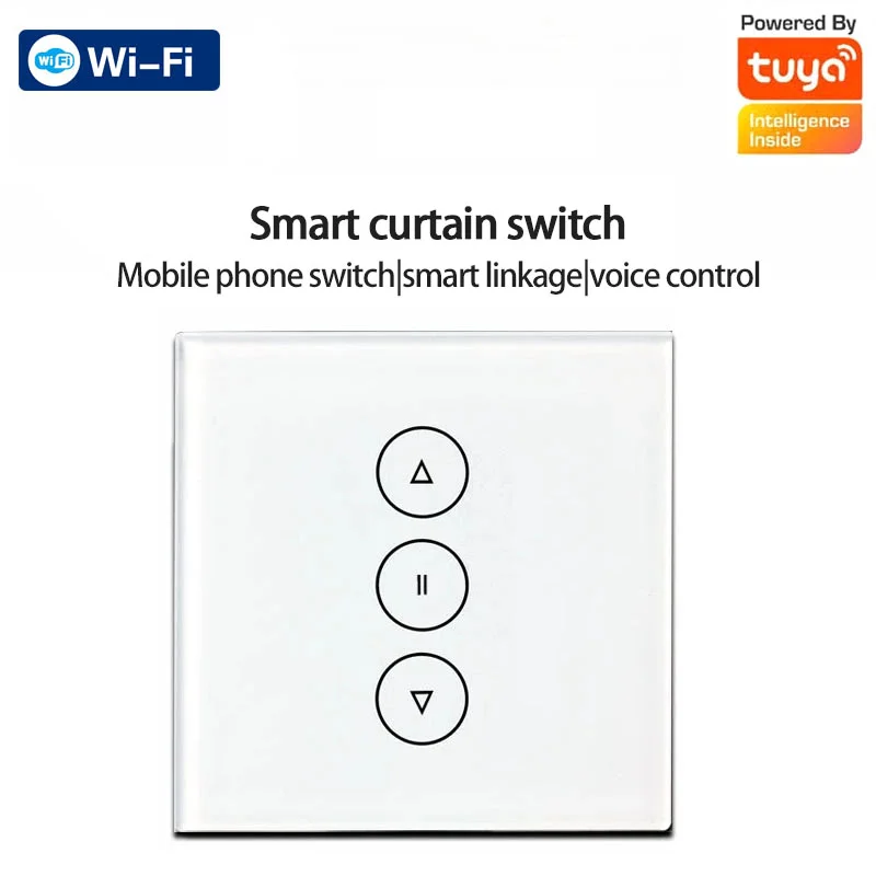 

Wifi Touch Smart Curtain Switch Tuya Voice Remote Control Automatic Roller Blind Shutter Motor EU Wall Smart Switch Alexa