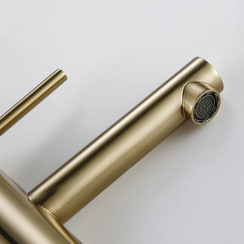 Смеситель для ванной Smesiteli матовый золотистый кран раковины с одним отверстием и