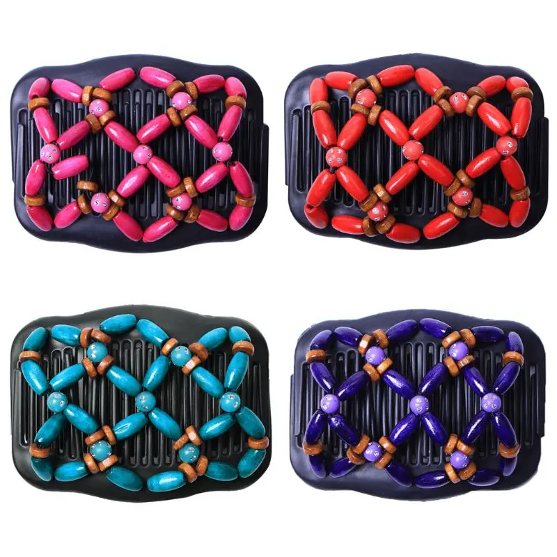 

Волшебная расческа, вышитая бисером, Цветочная, легкая в уходе, пучок, приспособление для волос, двойные эластичные толстые шпильки для воло...