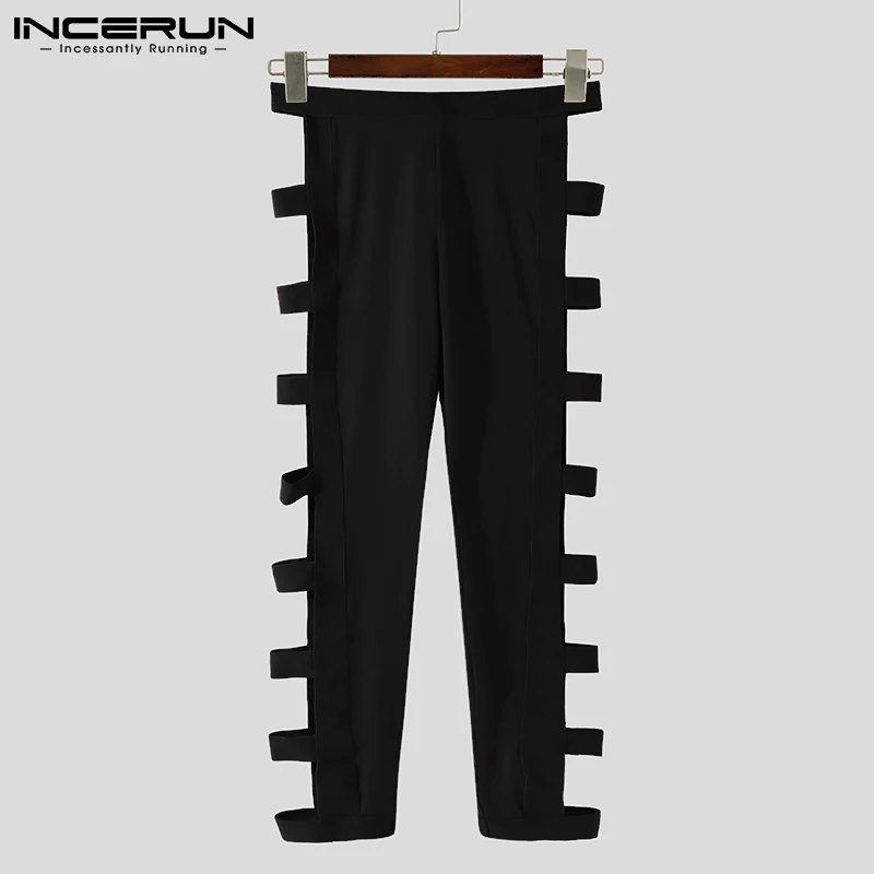 Новые мужские модные спортивные брюки эластичные джоггеры с вырезами стильные