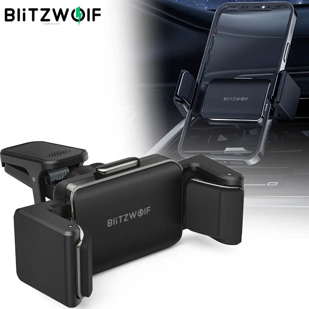 BlitzWolf BW-CF1 كليب على 360 درجة دوران سيارة الهواء تنفيس السيارات الذاكرة قفل حامل هاتف المحمول حامل قوس آيفون 12 11 برو