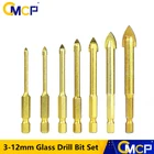 Набор сверл из карбида вольфрама и стекла с шестигранным хвостовиком 14 дюйма, 3-12 мм, резаки для отверстий в керамической плитке с титановым покрытием, электроинструменты, сверло для отверстий