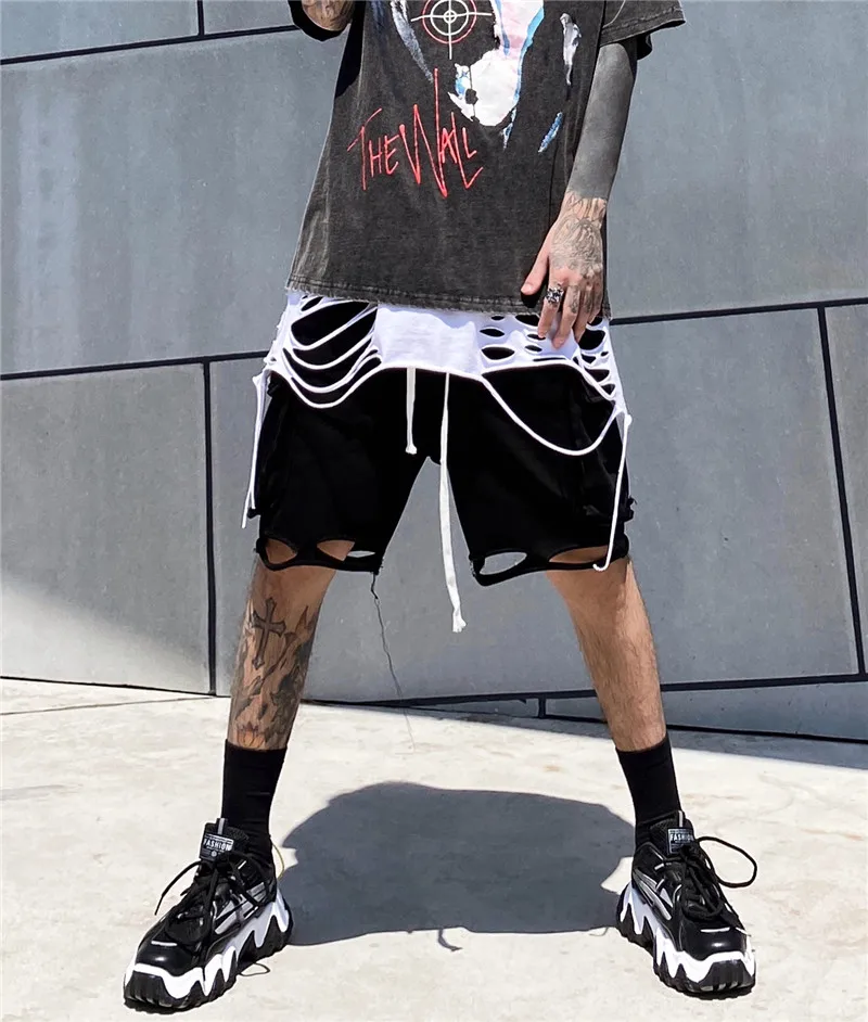 Оригинальный модный бренд свободные шорты мужские уличные модные с дырками
