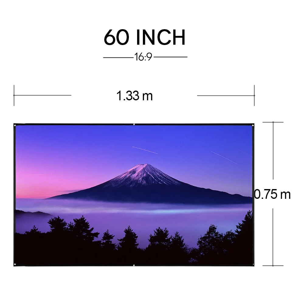 Светоотражающий алюминиевый экран для домашнего кинотеатра настенный HD 60 72 84 100