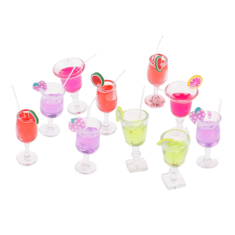 

4Pcs 1:12 Dollhouse Miniature Drink Juice Cocktails Cups Dolls Kitchen Food Accessories Simulation Kitchen Bar Toys