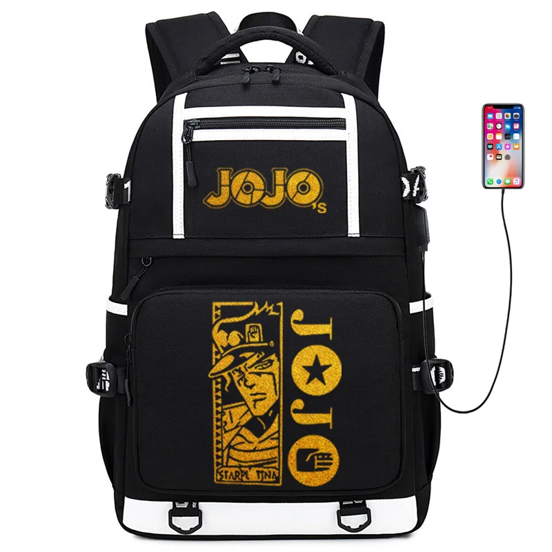 JoJo невероятное приключение с золотым принтом школьная сумка большой дорожный Рюкзак Школьные сумки Oxford для девочек-подростков с рисунком из аниме книжные сумки