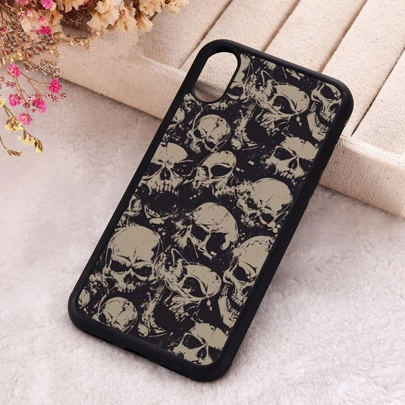 

5 5S SE Phone Cover Case for iPhone 6 6S 7 8 Plus X Xs XR 11 12 Mini Pro Max Silicone Skull Pattern