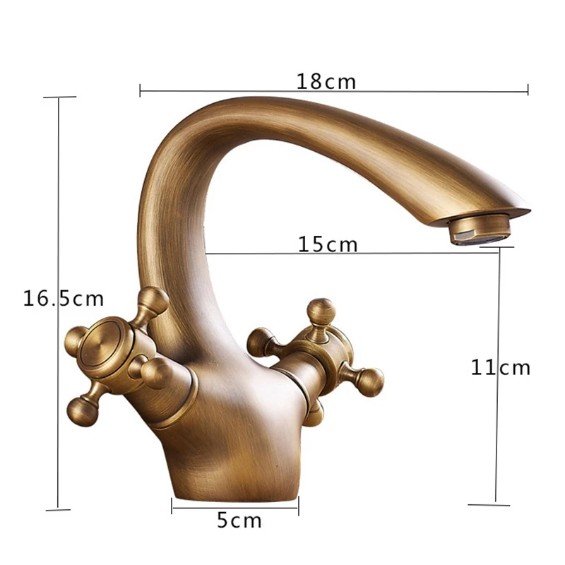 

Antique Faucet Hot and Cold Water Br Bronze Brushed Sink Faucets Bathroom Vintage Basin Double Handle Mixer