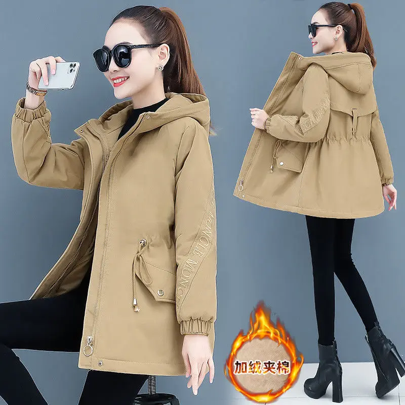 2022 New Middle-Aged Mothers Winter Jacket Women Cotton Padded Jacket Velvet Thickened Mid-Long Parkas Hooded Coat Women