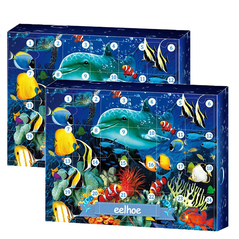 

2020 Christmas Advent Calendar 24PCS Marine Animal Toy Christmas Countdown Gift