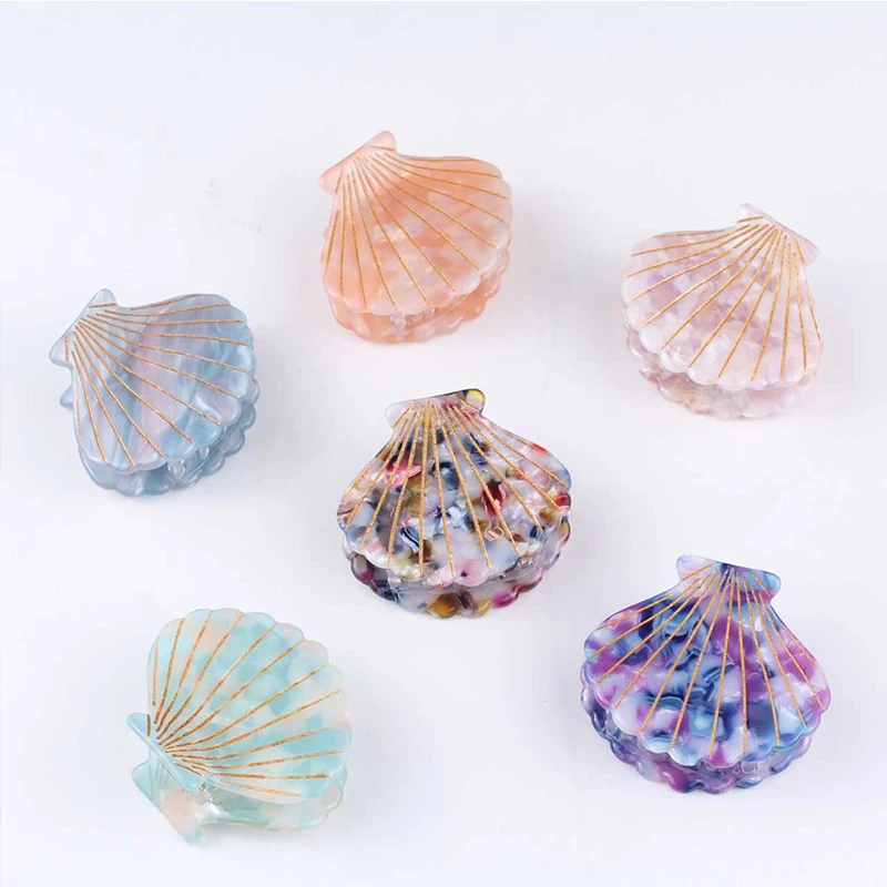 

Stylish Temperament Barrette Popular Hair Styling Accessories Lady Shell Shape Acrylic Hair Clips Casual Beach Girl Headwear