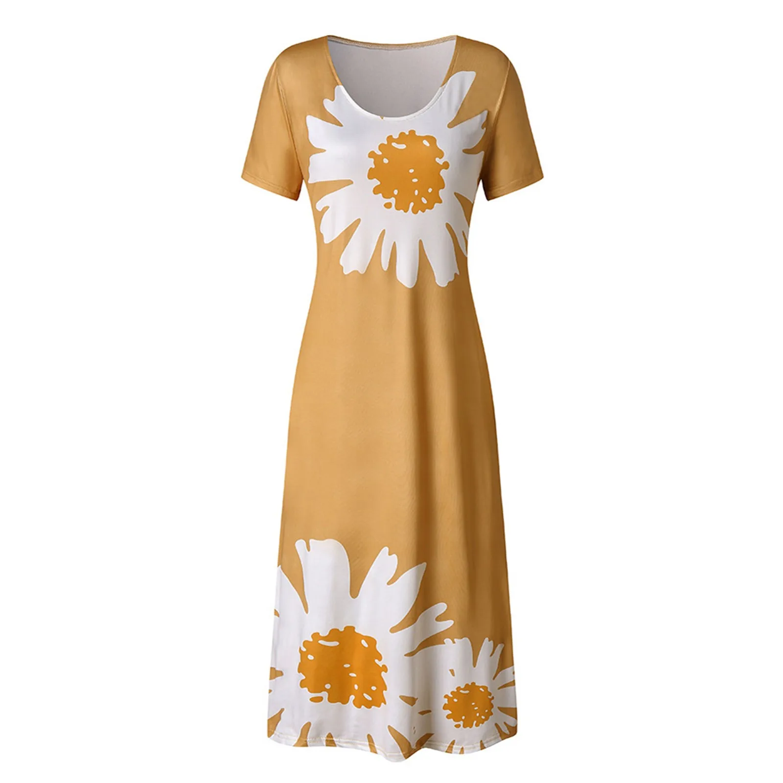 

Long Dress 2021 Plus Size Summer Dress Women Holiday O-neck Print Dress Ladies Short Sleeves Party Dress Zomer Jurk