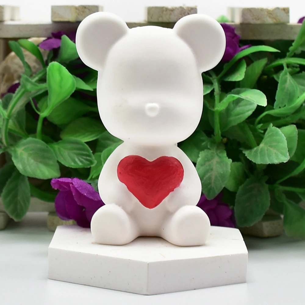 3D держатель медведя в форме сердца силиконовые Рождественские Формы для свечи