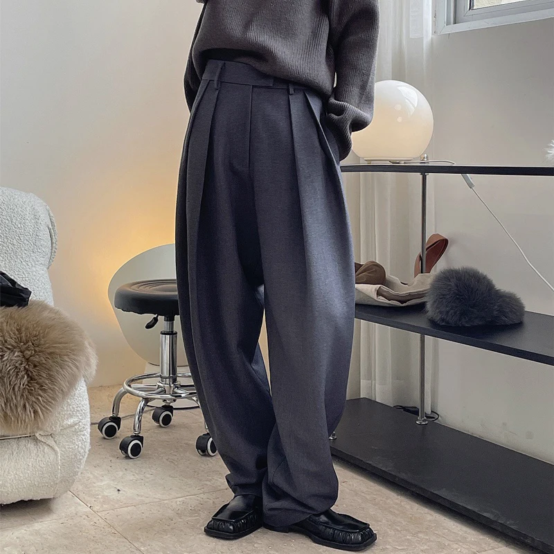 Winter women's casual solid color high waist loose pants