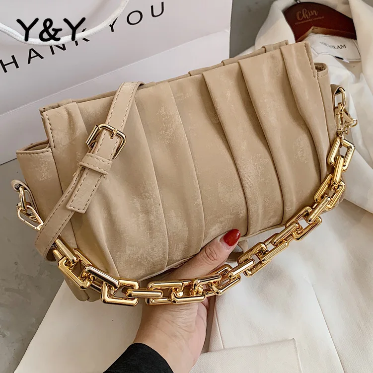 

Y&Y Velvet Small Pleated Bag Handbags New Trendy Fashion Elegant Chain Women Shoulder Messenger Bag Fold Underarm Bag
