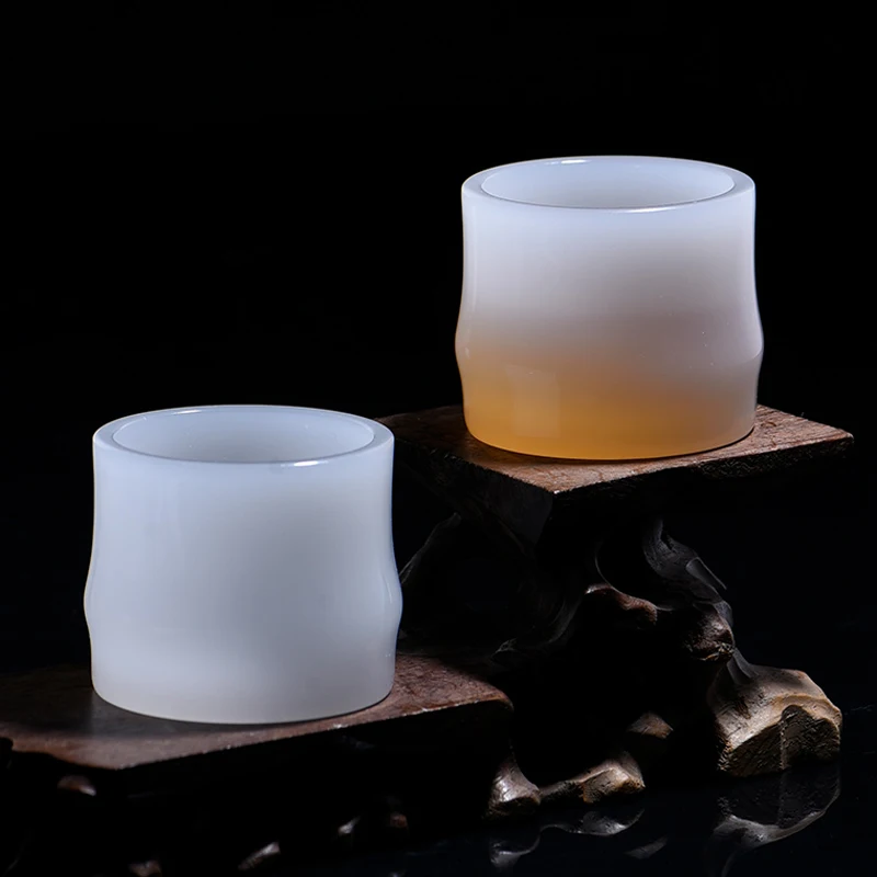 

White Jade Porcelain Tea Bowl 50ml Ceramic Bamboo Slub Cup Master Cups Chinese Kung Fu Teaware Small Puer Bowls Teacup Creative