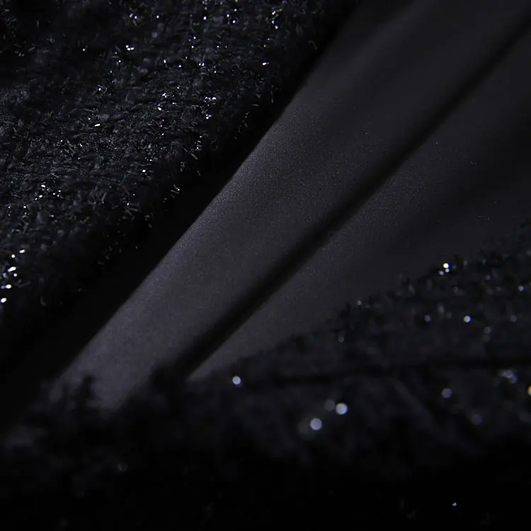 Женский двубортный пиджак из твида черный офисный верхняя одежда весна-осень 2020 |