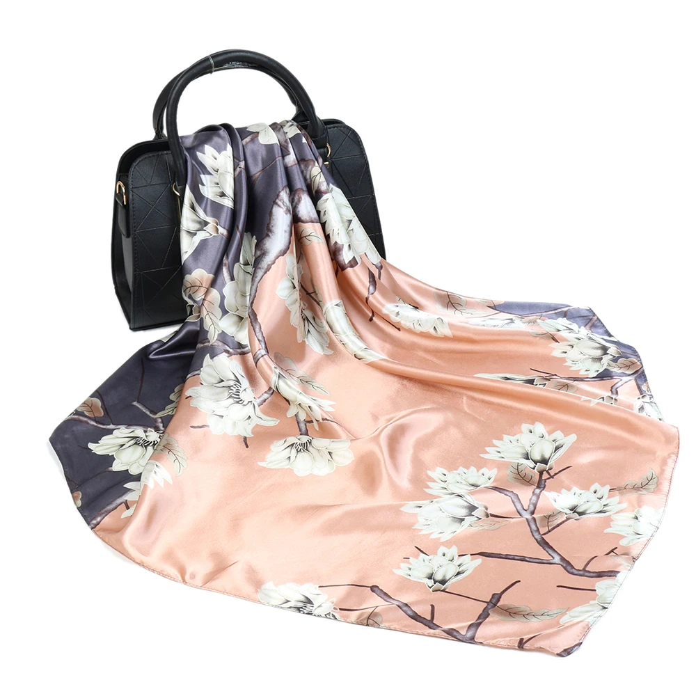 Модные Дизайнерские шарфы женский Шелковый Атласный хиджаб шарф 90*90 см роскошный