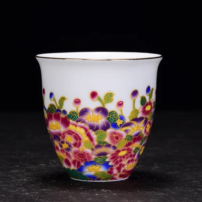 Керамическая чайная чашка Цзиндэчжэнь цветная эмалированная фарфоровая кунг-фу