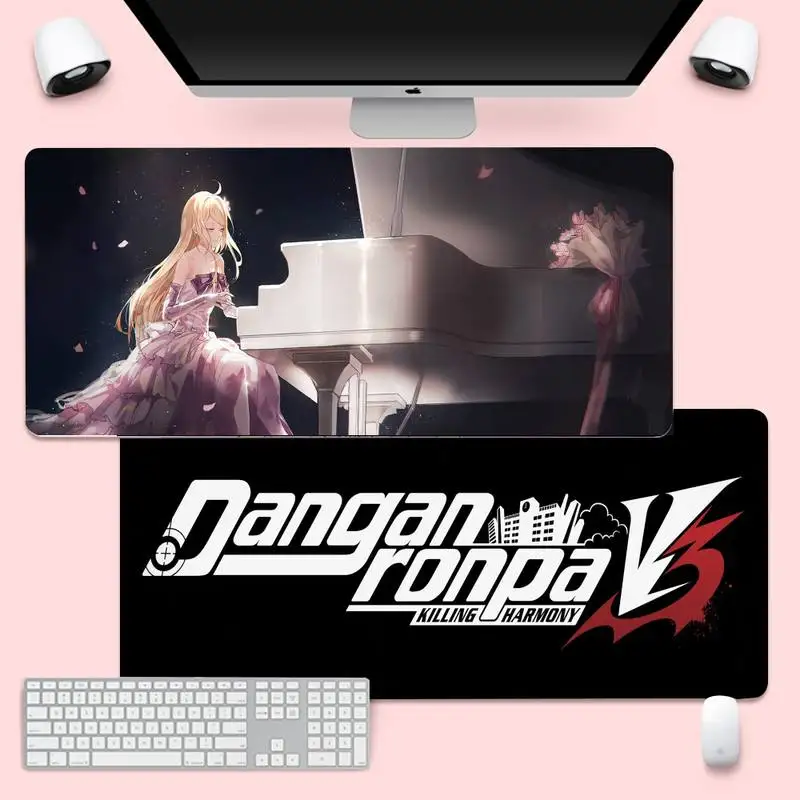 

Danganronpa V3 блокированный край, Мышь игровой коврик XL Большой геймер мягкая клавиатура PC стол коврик Takuo анти-скольжения Удобная подкладка