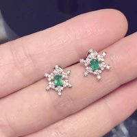 natural emerald earring in 925 sterling silver gemstone jewelry for women with gift box