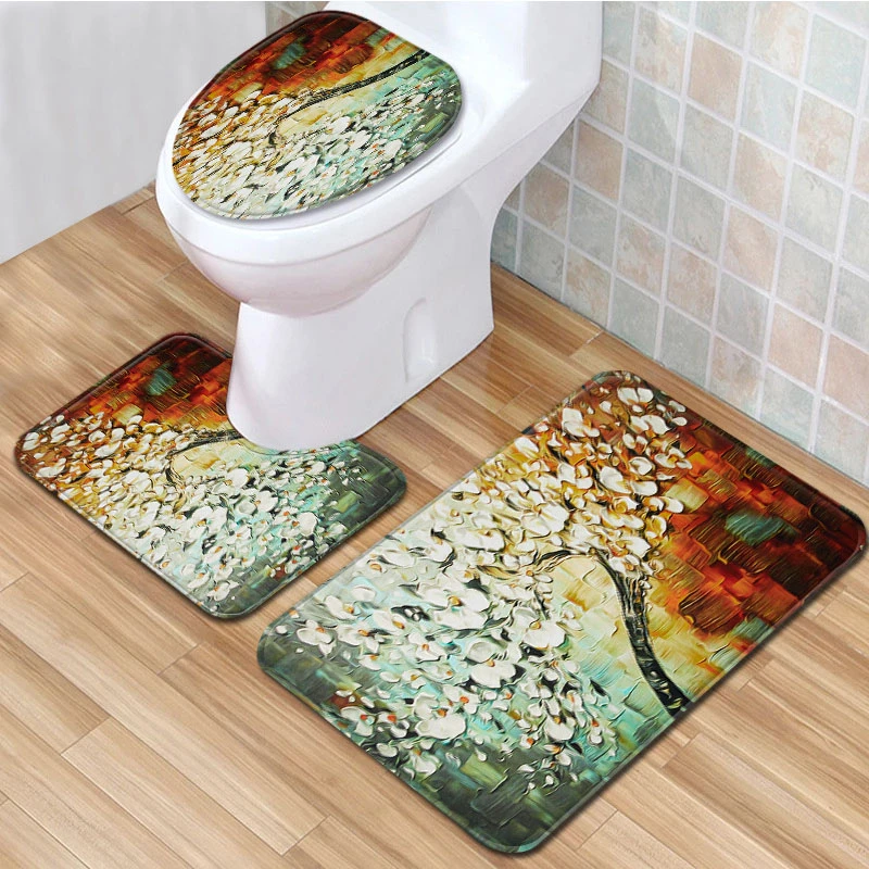 3 шт./компл. коврик для ванной нескользящий с 3D цветочным принтом Придверные