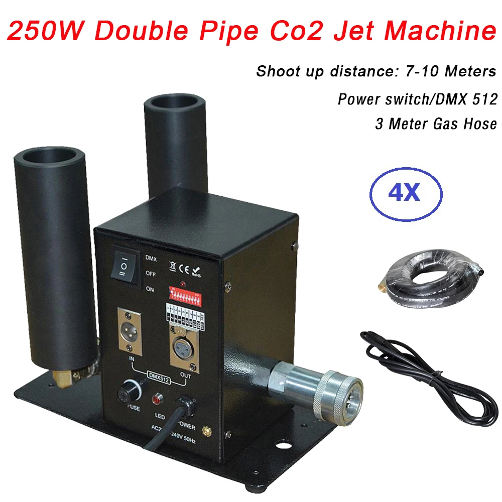 250 Вт двухтрубный DMX512 Co2 струйный станок Shoot 7-10m Up сценический праздвечерние чный