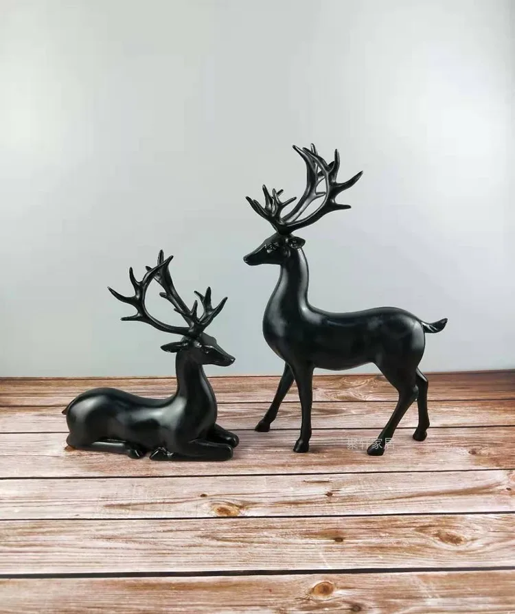 Нордический черный золотой Статуэтка оленя домашнего интерьера украшения