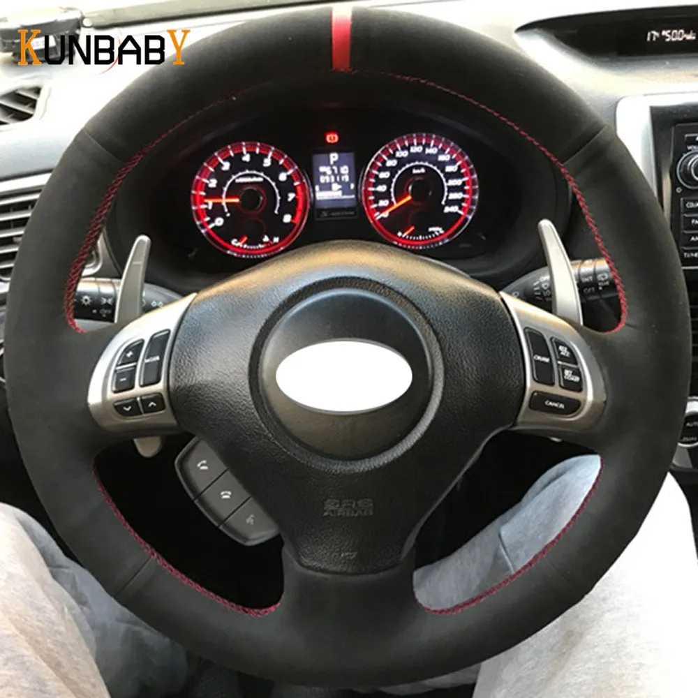 KUNBABY Suede DIY чехол рулевого колеса автомобиля Красный Маркер сверху для Subaru Forester