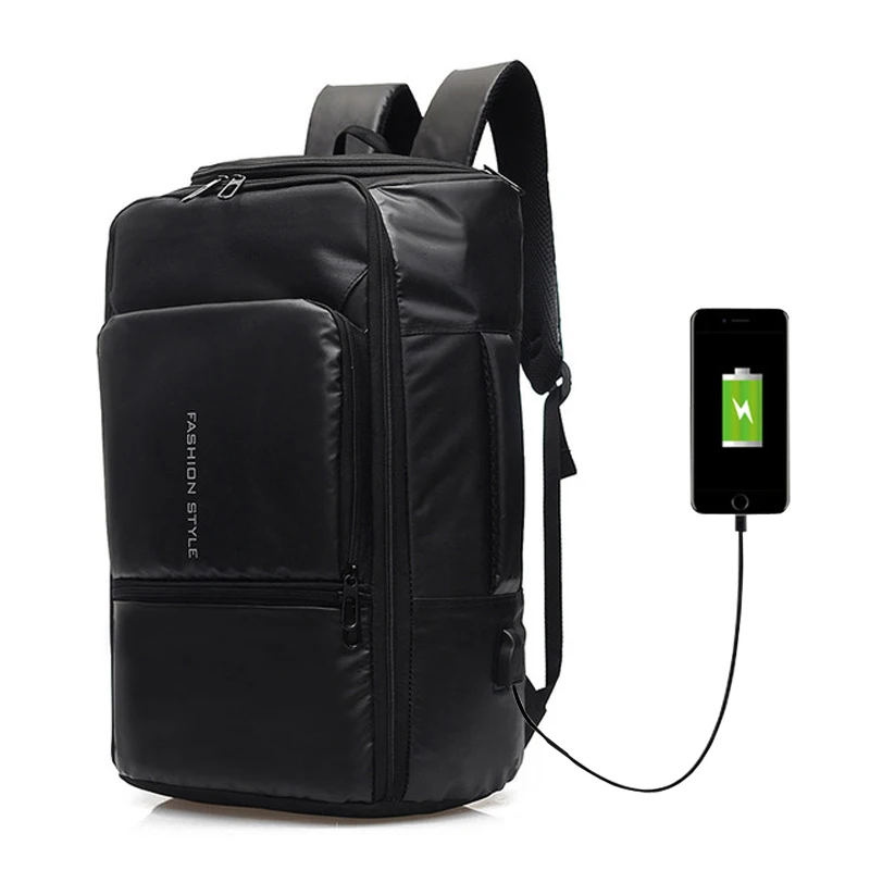 Black Мужская сумка для ноутбука, умный рюкзак, Usb порт для зарядки, портативная Студенческая школьная сумка для колледжа, бизнес рюкзак для путешествий - Цвет: Black