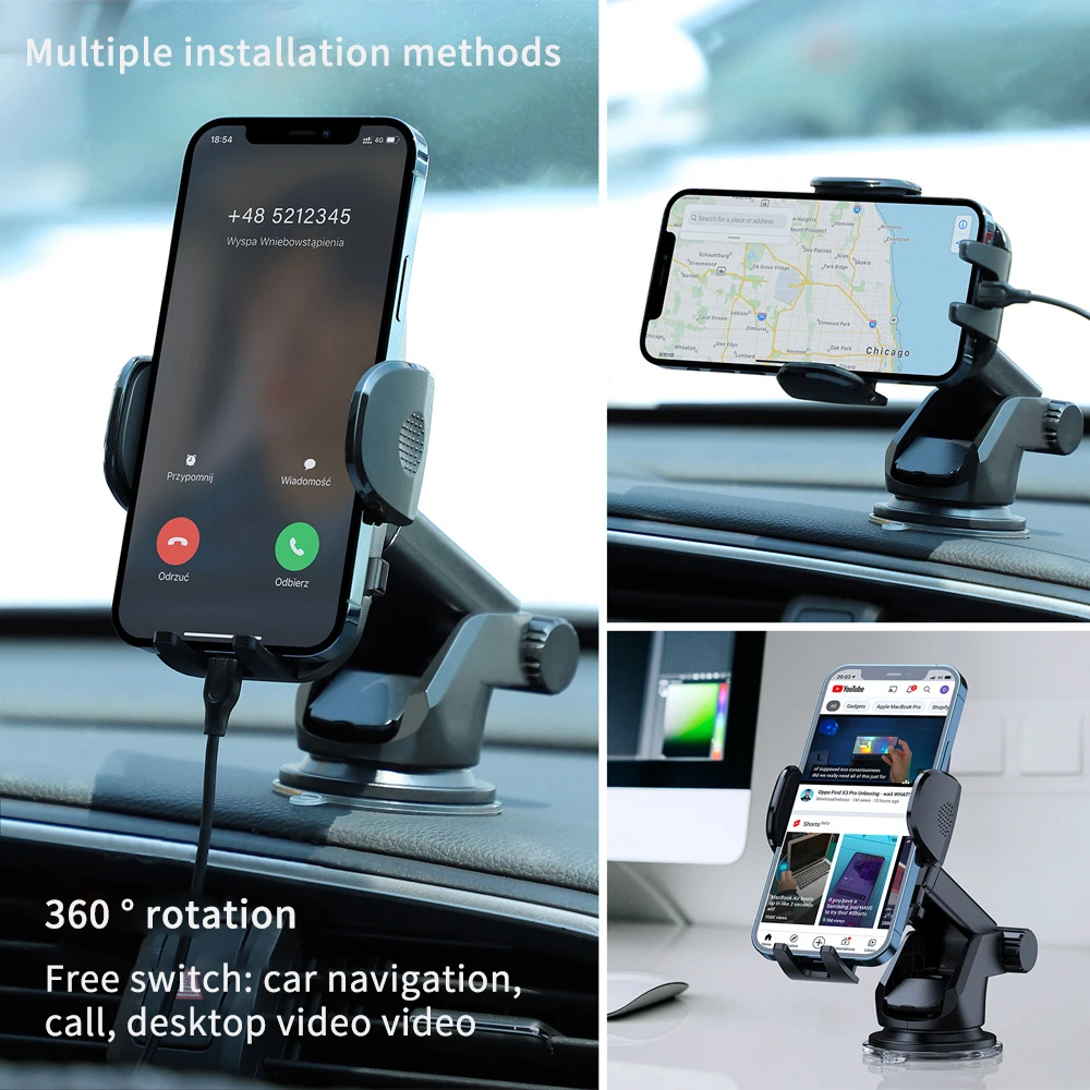 

GTWIN Sucker Car Phone Holder Mobile Phone Holder Stand in Car No Magnetic GPS Mount Support For iPhone 12 11 Pro Xiaomi HUAWEI