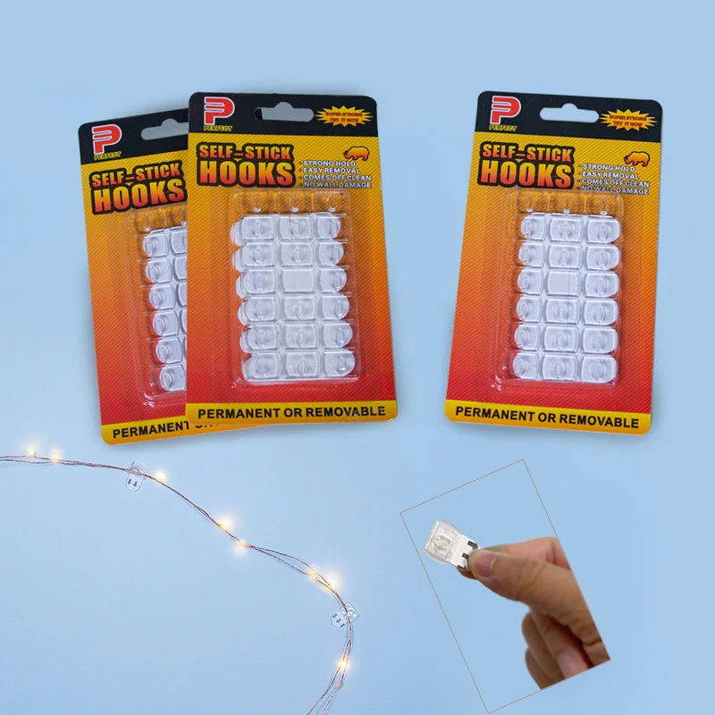 Mini Damage-Free Waterproof Wall Hooks for Home Hanging Christmas String lights Garland Adhesive Decoration Clips