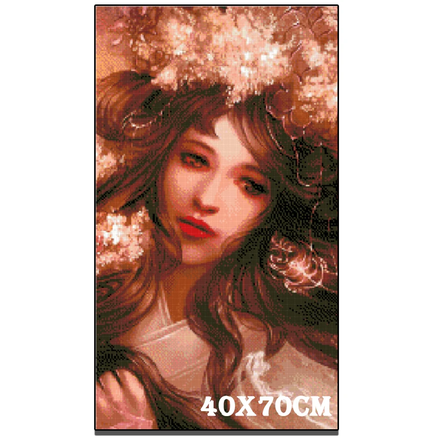 5D алмазная мозаика Фантазийная девушка в цветах волос, с дымом на лице, картина для декора дома, вышивка крестиком с камнями ринестонами, крупная.