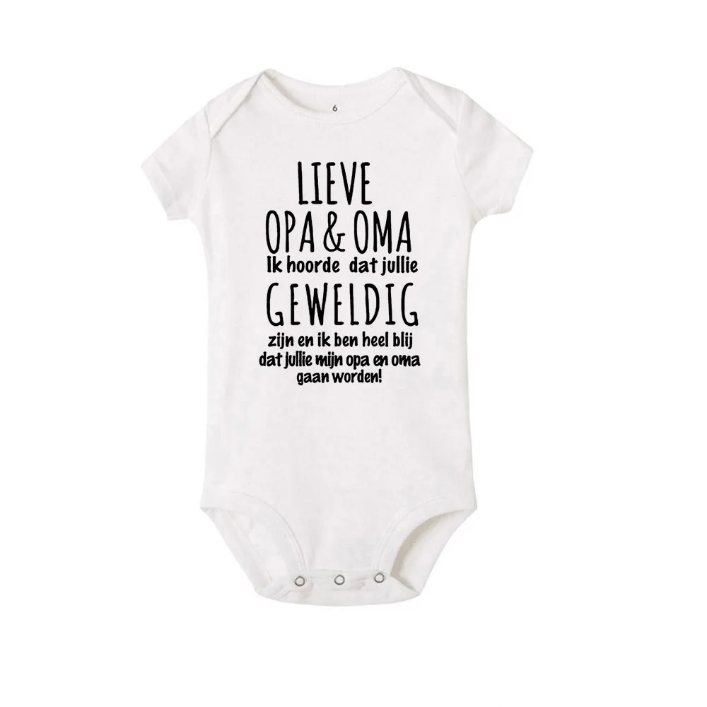 Body divertido para beb&eacute;, mono con estampado de LIEVE OPA & OMA Ik Hoorde Dat Jullie, mono de anuncio de embarazo para reci&eacute;n nacido, ropa informal, 2021-2