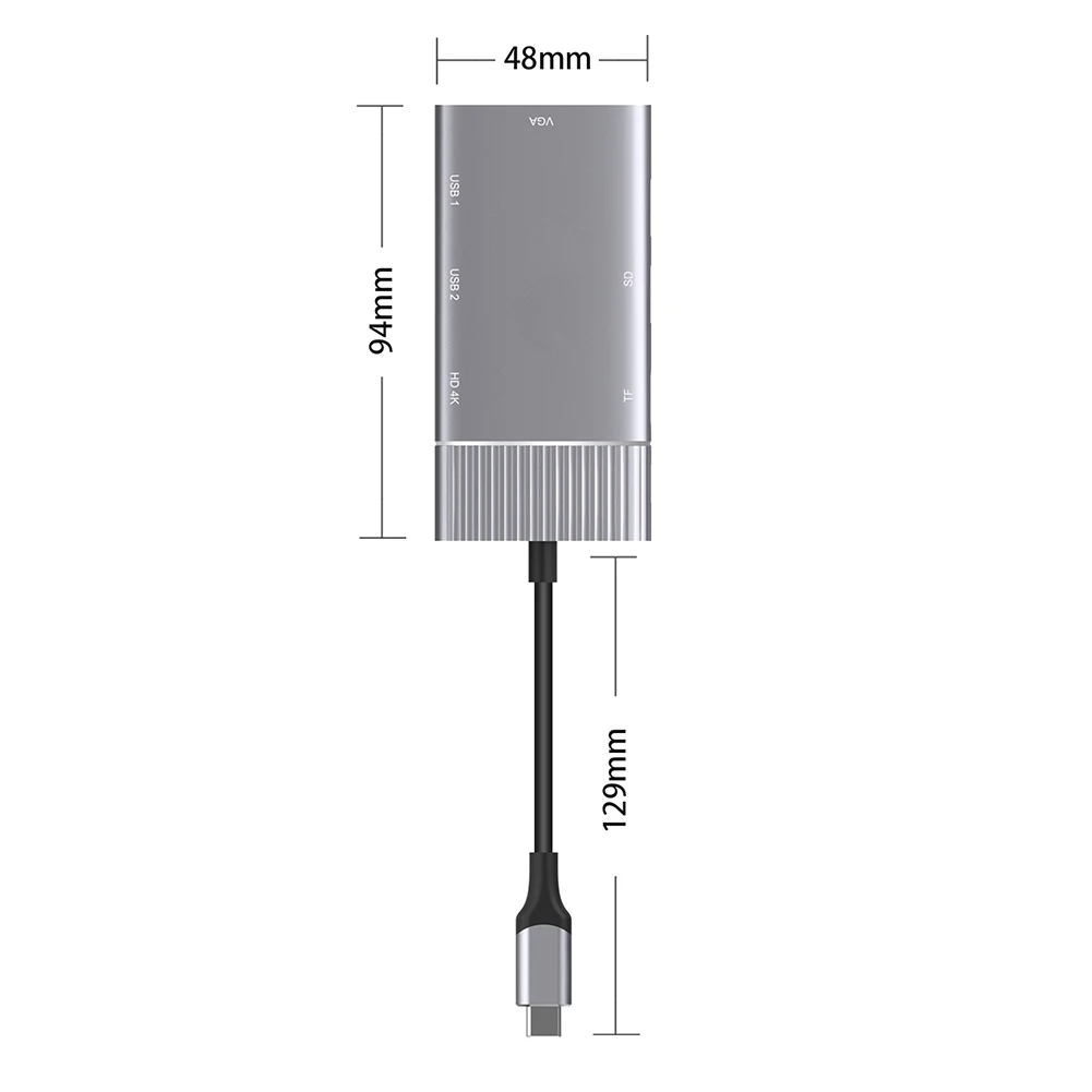 

8 in 1 Type-C to HDMI-compatible/VGA/PD/USB/Micro-SD/TF Card Reader Docking Station Hub