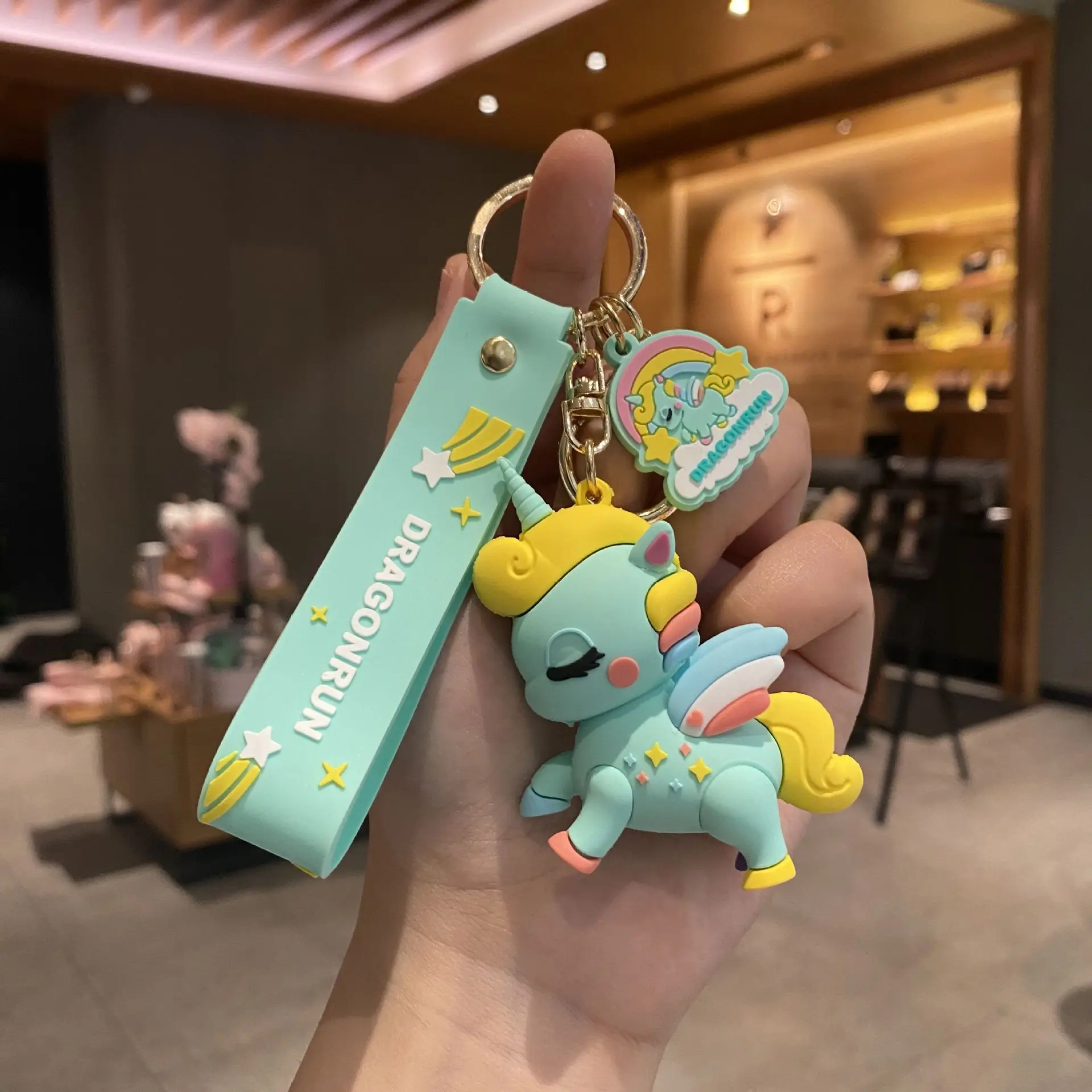 

WKOUD Cute Fairytale PVC Unicorn Keychain Multi-style Horse Key Rings Holder Alloy Key Chain For Women Girls Gift Jewelry