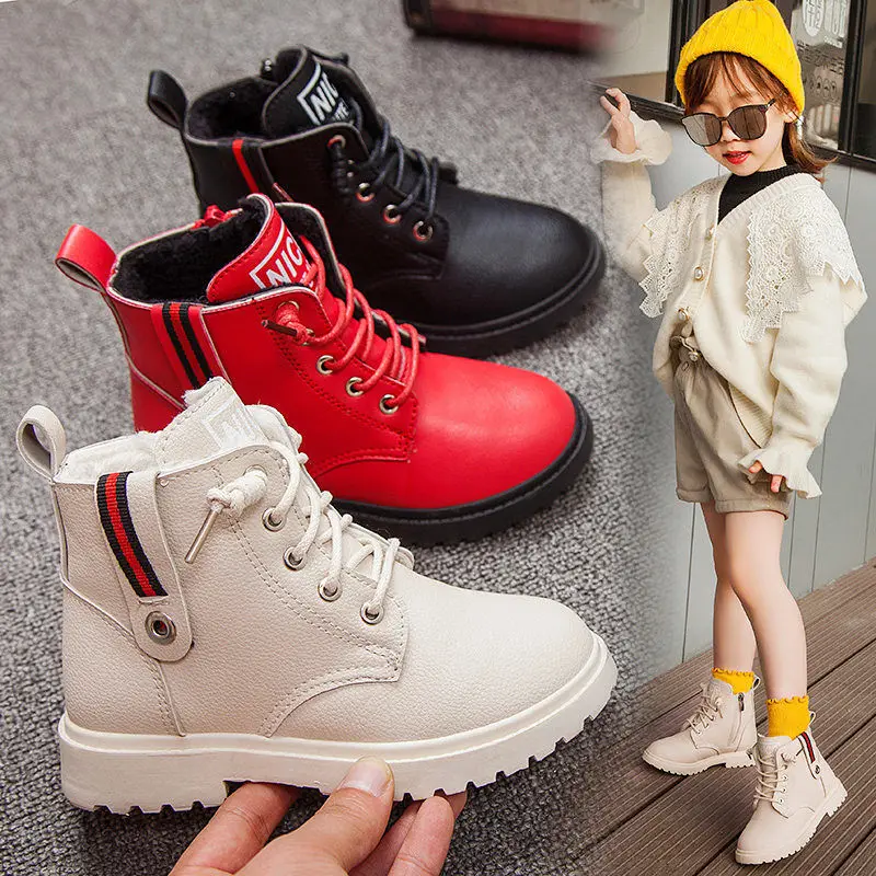 

2020 Children Boots Autumn Winter Girl Boy Shoes Fashion In The Calf Snow Boots Plush Warm Waterproof Kids Martin Boots
