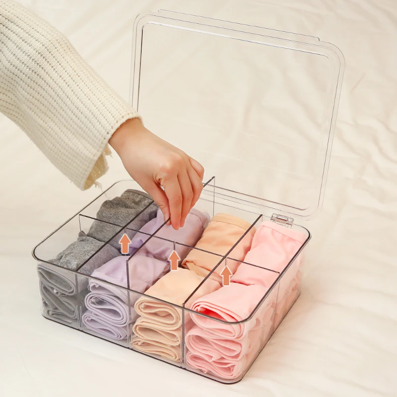 Dormitory closet organizer for socks home separated underwear storage box 8 grids bra foldable drawer | Дом и сад